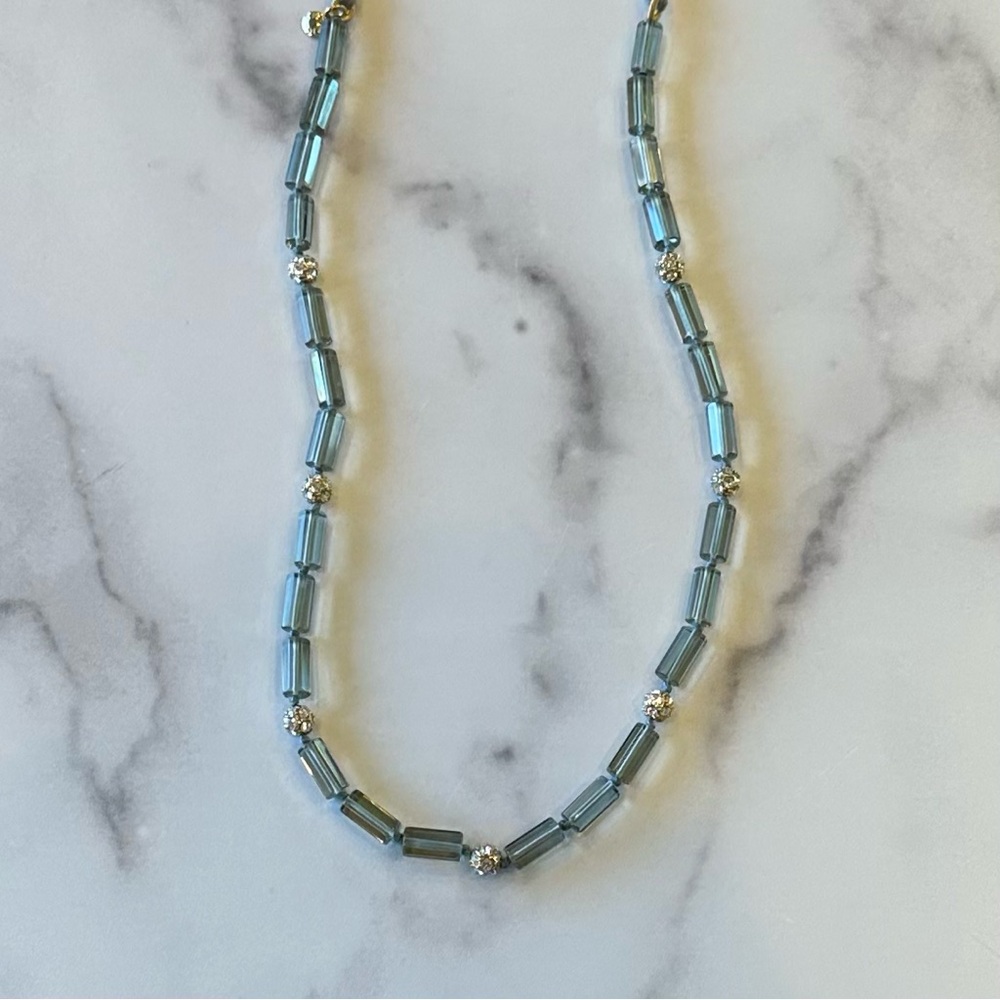Vintage J. Crew Glass Bead Ribbon Tie Necklace - Picture 5 of 8